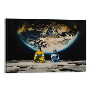 Cyberpunk Edgerunners David and Lucy on the Moon Canvas Poster | Sci-Fi Anime Cyber Punk Aesthetic Wall Art | High-Quality Eco-Friendly Odorless Print | Premium Aluminum Alloy Framed & Unframed Wall Decor for Gaming Room