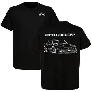 Third Gen Mustang Foxbody  2-Sided T-Shirt Vintage Muscle Gang Graphic Menswear OBS Lover Cotton Short Sleeve Classic Car Gift For Car Enthusiast