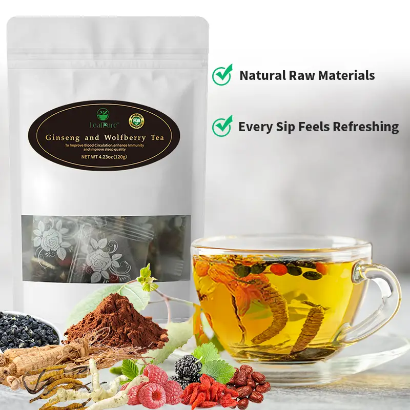 LeafPure Kidney Tea - Ginseng Nine Treasure Tea Red Date Wolfberry Mulberry Men's Health Tea Herbal Formula for Immunity Natural Organic Beverage