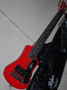 NEW HOFNER HCT-SH-BK SHORTY CONTEMPORY SERIES TRAVEL Electric Guitar In Red