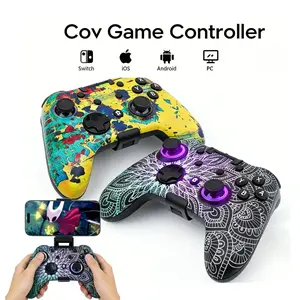 2026 BT Wireless+Wired Phone & PC Gaming Controller for Switch1&2/iOS/Android/PC/TV Box/Steam Deck/Tesla Game,Rechargeable Gamepad with RGB Lighting, Hall Effect Joystick & 6-Axis Gyro,Remappable,Includes 1 phone holder and 2 USB cables