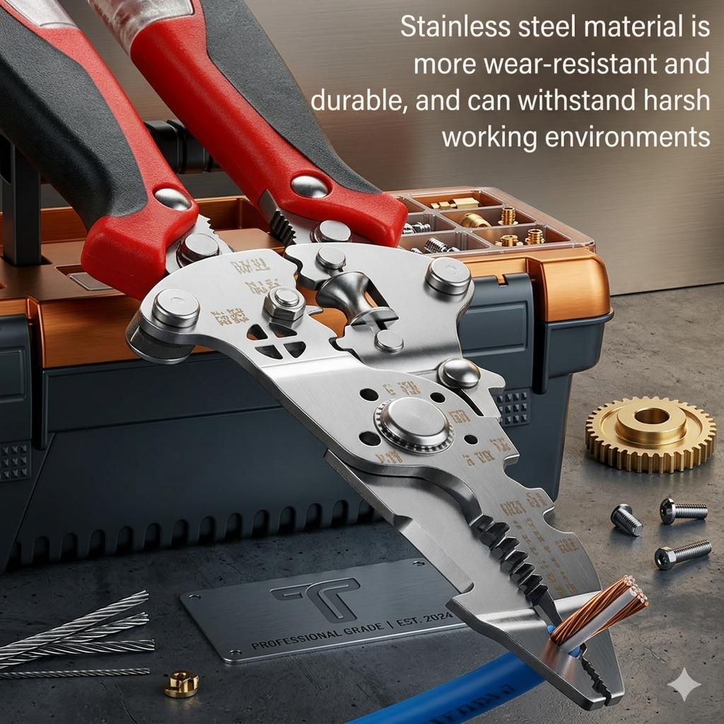 18-in-1 Multi-Functional Wire Stripper and Pliers, Foldable & Detachable, with Voltage Tester and Screwdriver Tips, Extended Handle for Easy Cutting, Stripping, and Pulling – Perfect for Home and Work Use