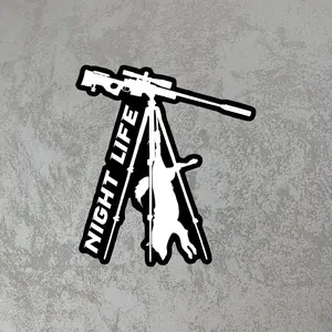 Night Life Thermal Night Vision Predator Hunter Sticker Hunting Decal Waterproof Vinyl Sticker for Truck Car Laptop Water Bottle Coyote Hunting Gift Outdoor Decor
