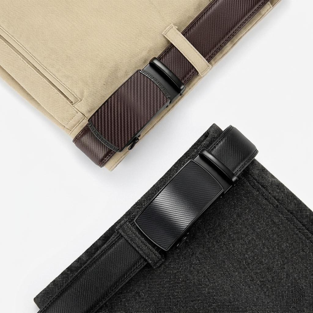 Leather Ratchet Belt Men 2 Pack - Customizable Fit, Effortless Style (35mm)