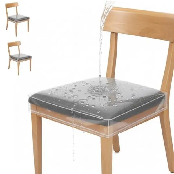 Houseables Plastic Chair Covers, Plastic Seat Covers for Dining Chairs, Seat Protectors, Vinyl, Waterproof, Clear Cushion Protector for Cats, Kids, Kitchen Room Table, Fits 16-18 Inch, 2 Pack Set