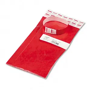 212 MAIN Adhesive Tyvek Numbered Band, Crowd Management Wristbands with Sequential Numbering, 100 per Pack, Red, Guest IDs for Office & School Supplies