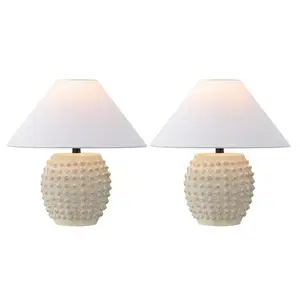 Effie 18.25" Minimalist Scandinavian Ceramic/Iron Hobnail LED Table Lamp