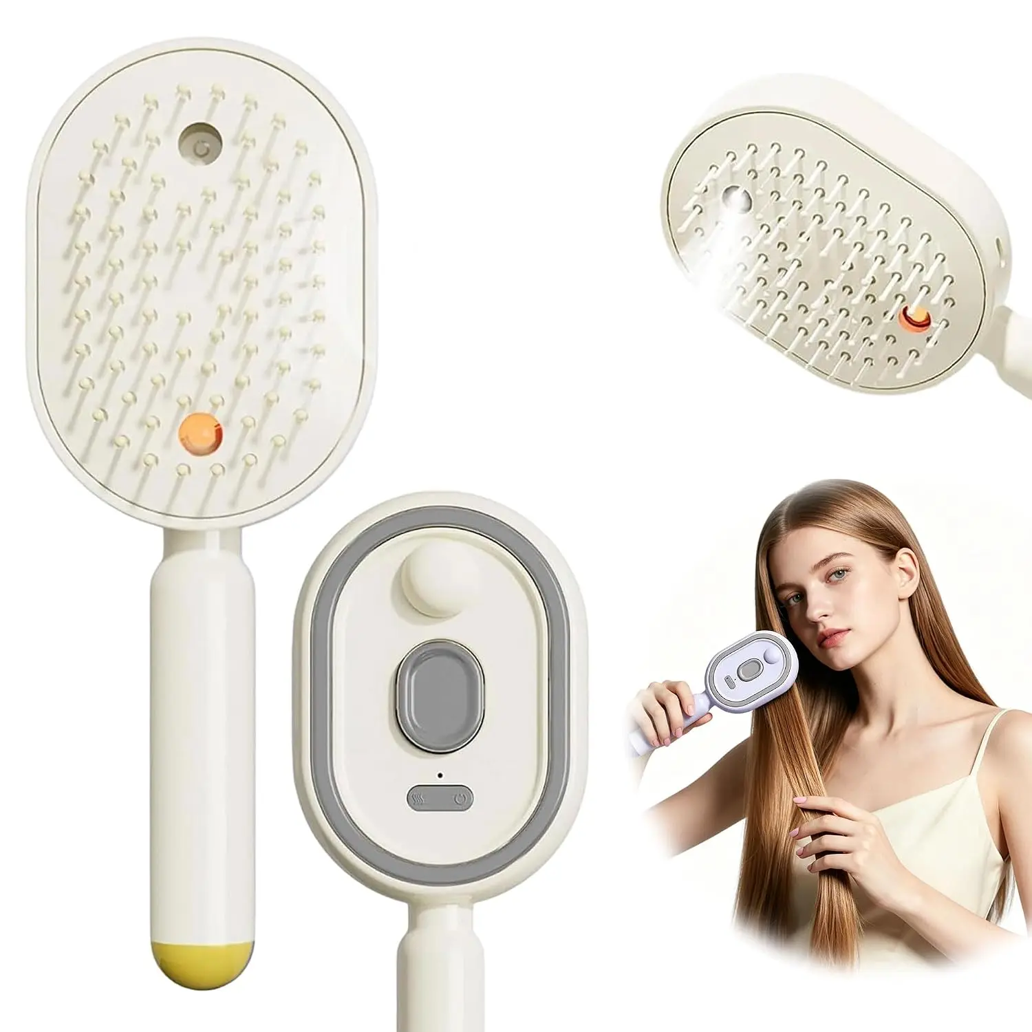 Electric Spray Air Cushion Massage Comb | Essential Oil Mist Hair Care Comb | Anti-Tangle | Anti-Static Volumizing Aromatherapy Comb | Self-Cleaning, Anti-Tangle, Anti-Static,Volumizing Hair Brush with Essential Oil MistAromatherapy for Hair Care