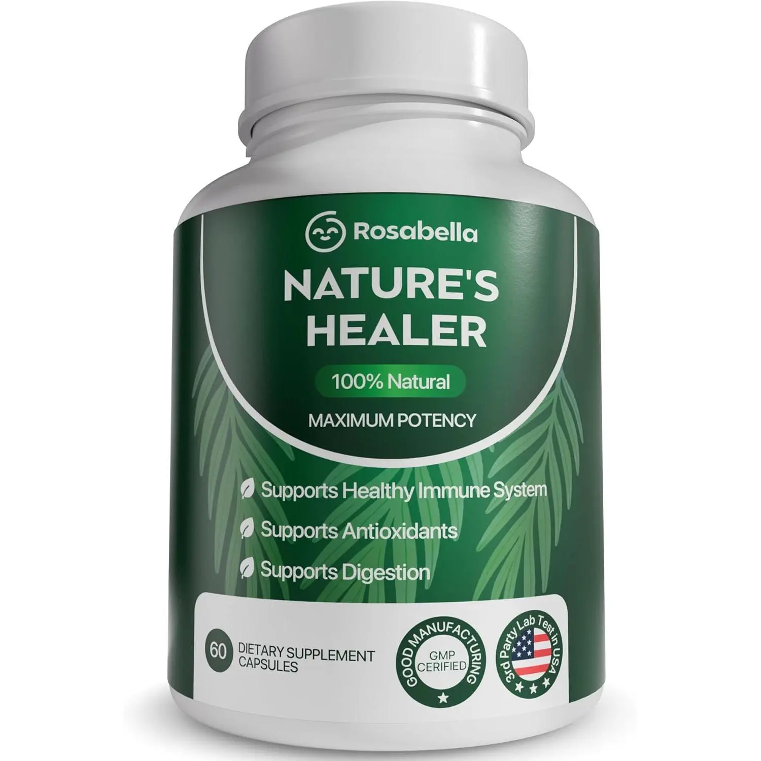 Rosabella Natural Healer – Organic Superfood Immune & Digestive Support – 60 Capsules – Plant-Based Supplement for Detox, Bloating Relief, and Gut Wellness for Women & Men