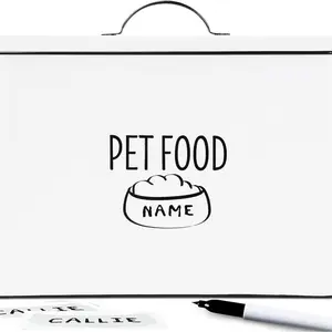 OUTSHINE 3 Piece Powder Coated Galvanized Steel White Pet Food Storage Container | metal | Large | Fitted Lid