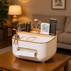 Elegant Rabbit Decorative Paper Towel Holder, Multi-Functional Storage Box, Remote Control Organizer, Desktop Organization, Holiday Gift