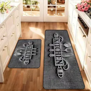 2-Piece Kitchen Rug Set, Washable Non-Slip Low-Profile Floor Mats, Ideal for Kitchen Laundry Room Hallway Home Decor Spring Summer