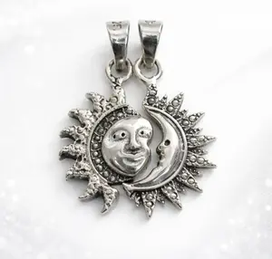 Sun & Moon Couple Necklace Set Gift for Couples - 925 Sterling Silver
