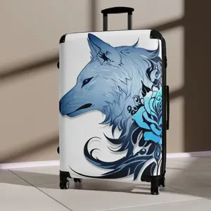 Blue Rose Wolf Suitcase