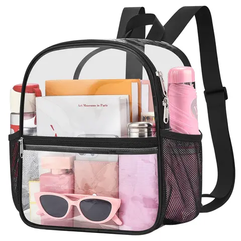 Clear Backpack for Stadium Events Waterproof 11.5x9.8x5 Inch Transparent Bag for Concerts Sports Work Adjustable Straps Stylish Daypack