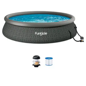 Funsicle 15' x 36" QuickSet Inflatable Ring Top Outdoor Above Ground Pool w/Pump