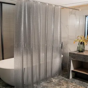 Bathroom Shower Curtain, Shower Curtain Liner, 1 Count Waterproof Shower Curtain with 12 Hooks, Bathroom Decor Supplies for Home Hotel Dormitory