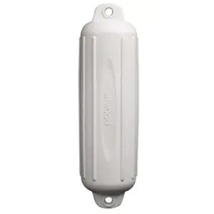 212 MAIN Oval Mooring Fender - White Pontoon Boat Fender, 8 x 28 in., Ribbed, Seamless, Double Eyes, UV Resistant