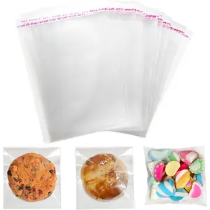 200Pcs Clear Cookie Bags with Seal: 4x4 Inches Clear Resealable Individual Cellophane Bags for Packaging Cookie Candy Treat Goodie and Favors, Self Adhesive Wrappers