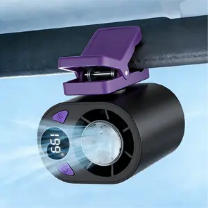 Car Clip On Air Fan with LED Display, Cooling Function 199 Speeds Adjustable, 360° Rotation USB Rechargeable Portable Personal Cooling Fan for Summer Travel Outdoor