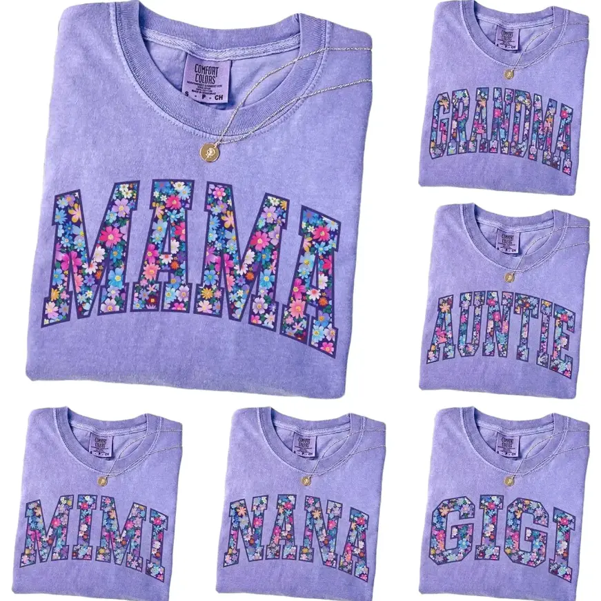 Comfort Colors Custom Personalized Mama Shirt, Floral Mom Spring T-Shirt, Custom Flower Grandma Tee, Floral Nana Auntie Mimi Gigi Grammy Shirt