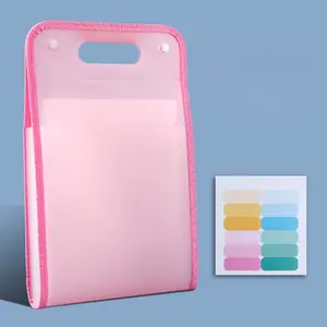 A4 Vertical Expanding Accordion File Folder - 13 Pockets, Portable Handle, Large Capacity Organizer for A4 Letter Size Office Filing Supplies-pink