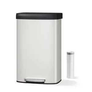 Large 21 Gallon (80L) Step-On Kitchen Trash Can – Stainless Steel Rectangular Garbage Bin with Soft-Close Plastic Lid, Durable & Spacious Waste Container for Kitchen, Bathroom, Office, Dining Room