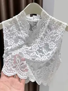 Women Lace Fake Collar High-End Elegant Chic Inner Layer Hollow Out Wave Trim Slim Thin Short Sleeveless Vest Underwear, Floral Cami Top, New Arrival 2026 Tops