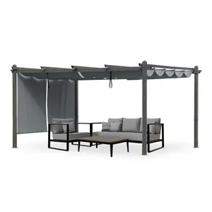 Aoodor Outdoor Pergola 12'x16' Aluminum Patio Pergola with Adjustable Sun Shade Cover and Retractable Canopy