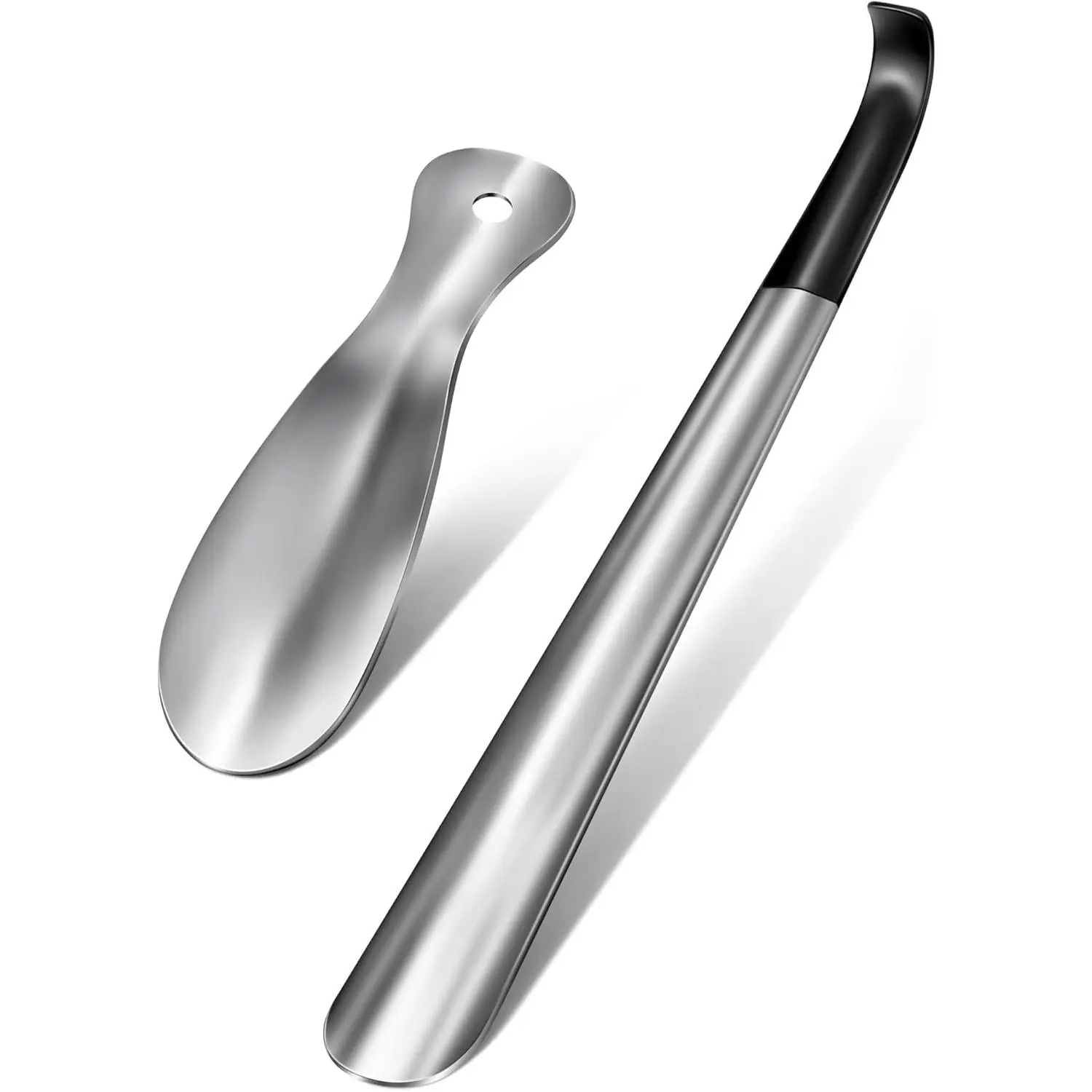 Extra Long Handle Shoe Horn (16.5") & (7.5") Travel Shoe Horns, 2 Pack Metal Shoe Horns for Seniors, Men, Women, Kids