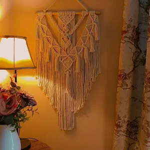 Boho Macrame Wall Hanging Decor Handmade Cotton Rope Tapestry for Living Room Bedroom & Apartment Walls Eco-Friendly Design