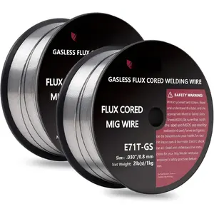 Flux Core Welding Wire .030", E71T-GS Mig Welding Wir 2-Pound X 2 Spool Gasless Mild Carbon Steel Compatible With Lincoln Miller Forney Harbor Welder, Pack of 2