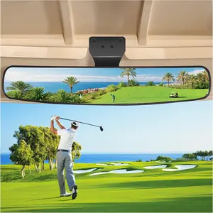 Universal Golf Cart Rear View Mirror for Yamaha EZGO Club , 16.5" Extra Wide Panoramic Convex Center Mirror with Rotatable Bracket
