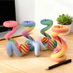 1pc 3D Printed Spiral Rotating Ball, Multicolor Rotating Sculpture, Fun Desktop Decoration, Home Office Gift, Christmas Present, Party Decor, Collectible Room Decor