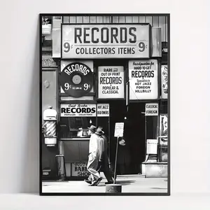 Vintage Vinyl Record Canvas Prints, Black and White Music Wall Art Painting, Room Decor Wall Art Poster for Living Room Bedroom Dorm