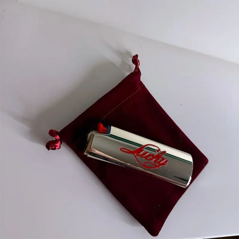 The "Lucky" Lighter Case - Manifest Your Luck - Silver Lighter Accessory for Luck Manifestation - Old Money, Aesthetic Lighter Sleeve, Purse Accessories, Manifestation Charms - Matching Case - Single or Set With Lucky Keychain/Bag Charm - SATIIN SCRIPTS