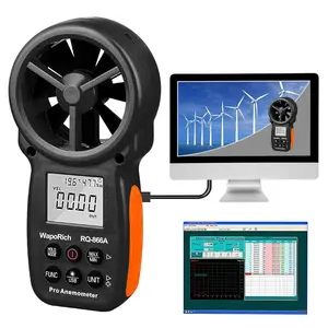 Handheld Digital Anemometer CFM Wind Speed Meter Gauge, Measures Wind Speed Air Flow Humidity Temperature Dew Point with PC Data for HVAC Drone Shooting Sailing RQ-866A