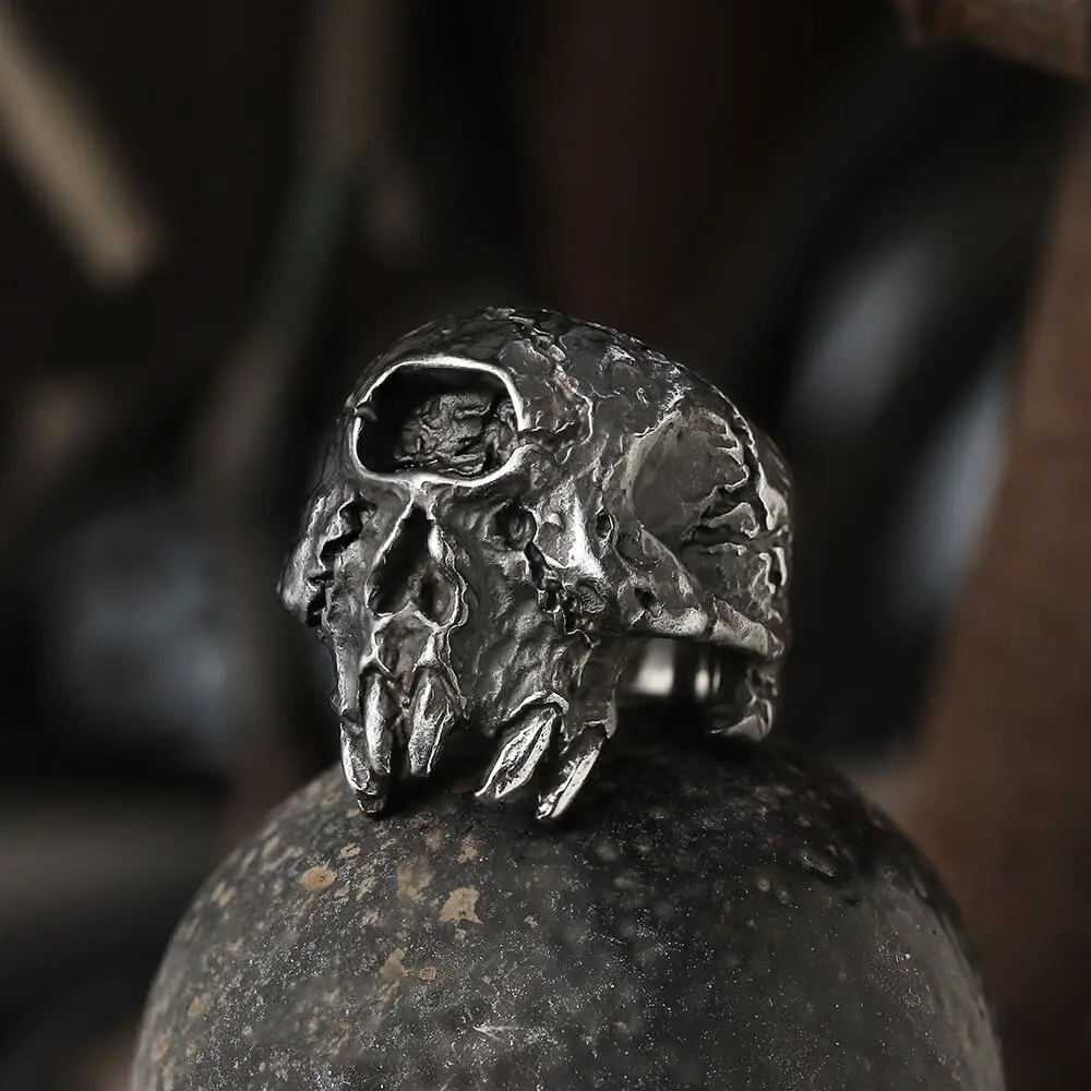 GTHIC Punk Greek Mythology Cyclops Skull Ring Stainless Steel Statement Jewelry for Men Daily Wear