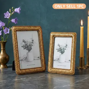 Modern Creative Resin Frame with Woven Pattern Border, Simple Home Desktop Decor, Suitable for Bedroom Office Photo Display