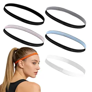 Sports elastic sweatband set(5pcs), Sport headbands, 15 colors, made of non-slip silicone material, suitable for athletes, running, outdoor sports, cycling, fitness, hair tying, breathable, suitable for adults, teenagers