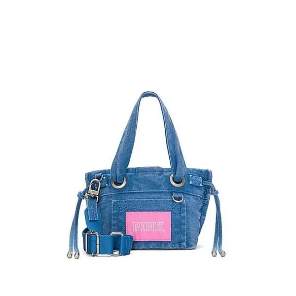 PINK Canvas Flat-Bottom Mini Tote Bag