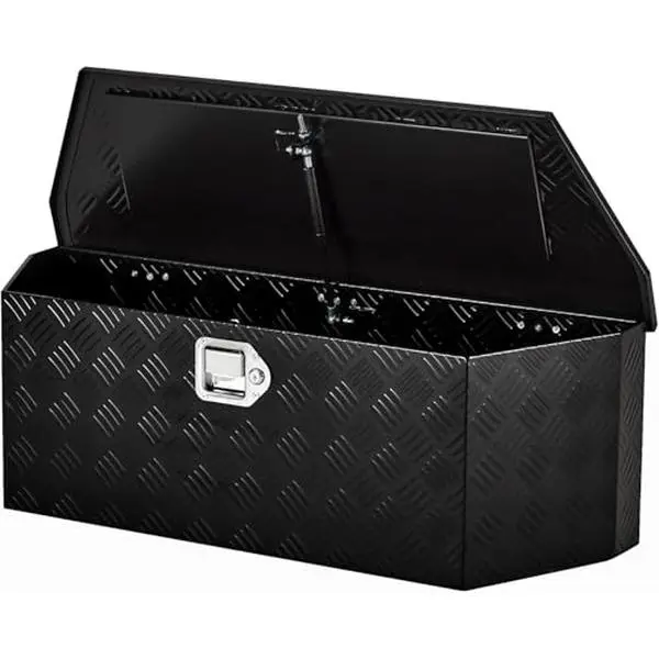 36 Inch Heavy Duty Aluminum Plated Tool Box Pick Up Truck Bed RV Trailer Tongue Toolbox Waterproof Storage Organizer with Lock and Keys - 36 x 12x 12 Inch, Black