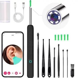 Portable Earwax Removal Kit, 1 Box Ear Cleaning Kit with Camera & LED Light, Earwax Removal Tool for iPhone & Android Phone