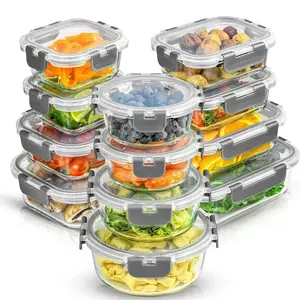 24pc Borosilicate Glass Storage Containers with Lids | 12 Airtight/Freezer Safe Food Storage Containers for Pantry and Kitchen | Meal Prep Container for Lunch | Glass Tupperware Set