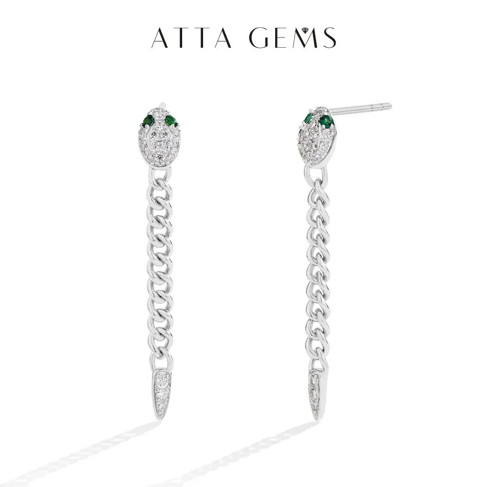 Women's D Color Lab-Created Snake Shape Statement Earrings - Fine Artificial Gemstone Trendy Jewelry Accessory E044 summerwins