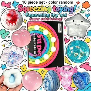 10 piece set - Q bounce Fidget toy bag - high-quality squeeze toy, soft and cute squeeze toy, slow rebound sensory squeeze toy, used for relaxation, Halloween/Christmas/Easter/birthday party gift bag filling, school classroom reward supplies -color random