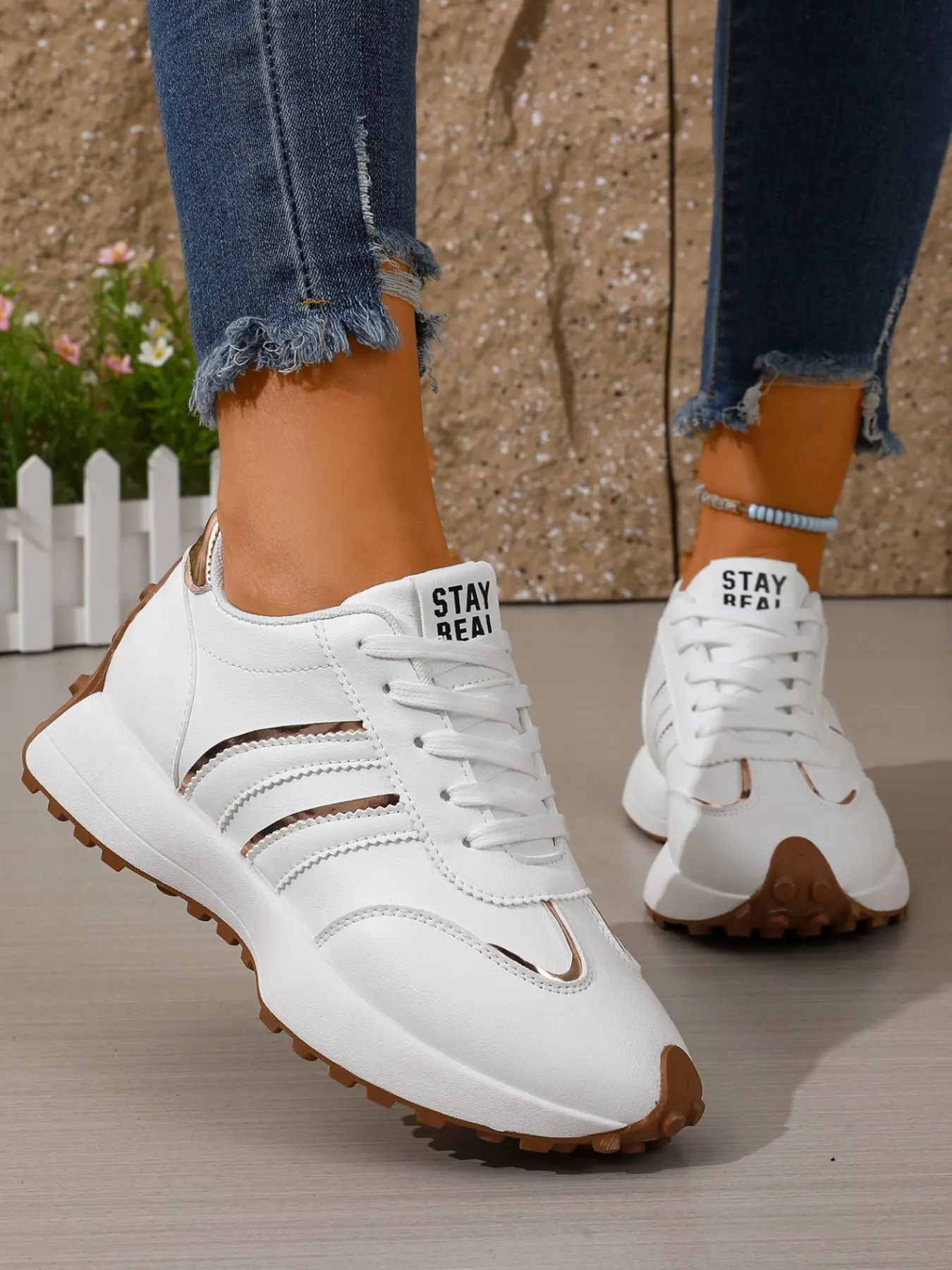 Women's Spring Summer Autumn Winter Athletic Shoes, Anti-Slip Durable Thick Sole, Comfortable Lightweight Lace-Up Daily Wear Fashion Sneakers, All Seasons Sneakers