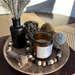 Boho Style Wooden Bead Fringe Wreath, Artificial Wood Beads for Shelves, Fireplace Mantel, Desktop Decor, Farmhouse Home Decoration, Rustic Farmhouse Design