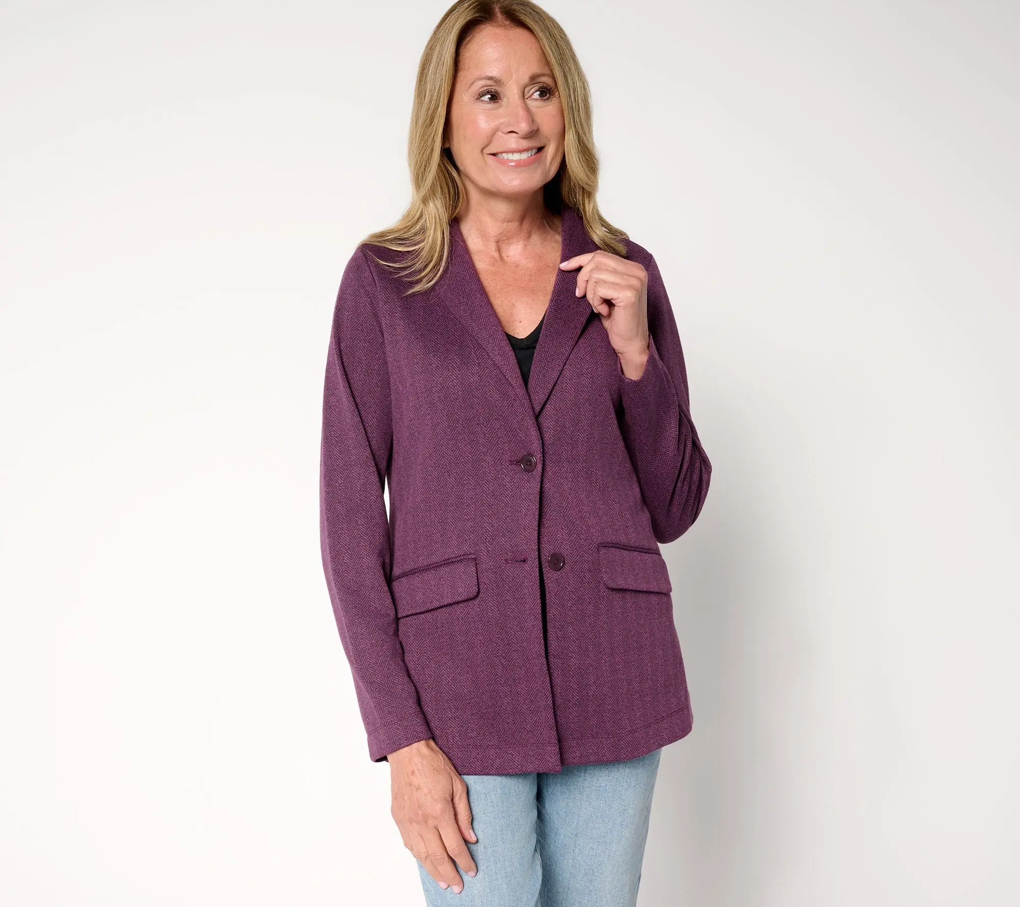 Denim & Co. Regular Knit Jacquard Blazer