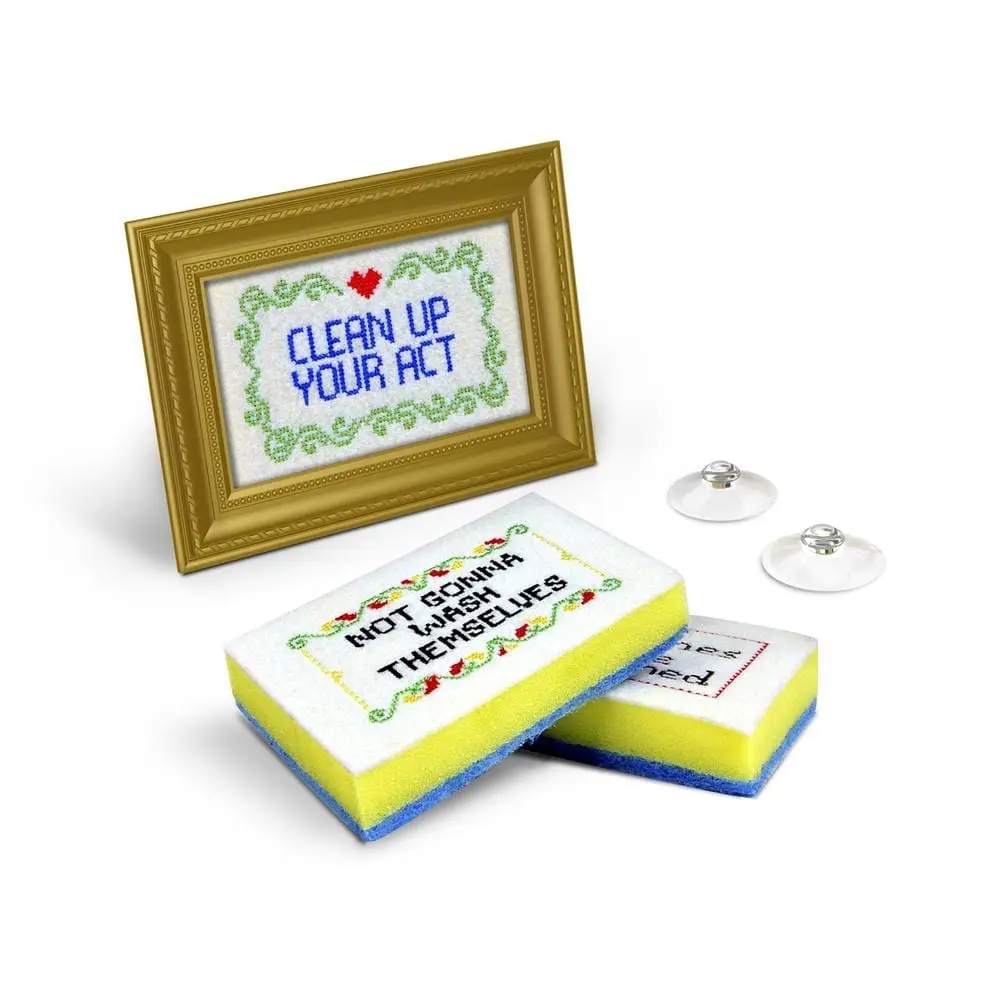 SUBVERSIVE SPONGES - Set of 4 Kitchen Sponges- Frame Included- R-Rated